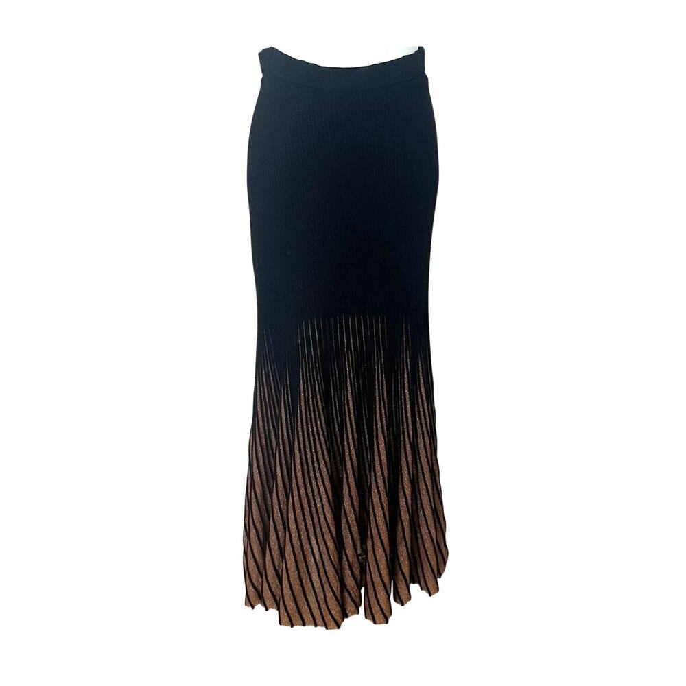 Ulla Johnson Black Metallic Midi Skirt SMALL Ombre Cocktail Work Designer $500 - Picture 8 of 13